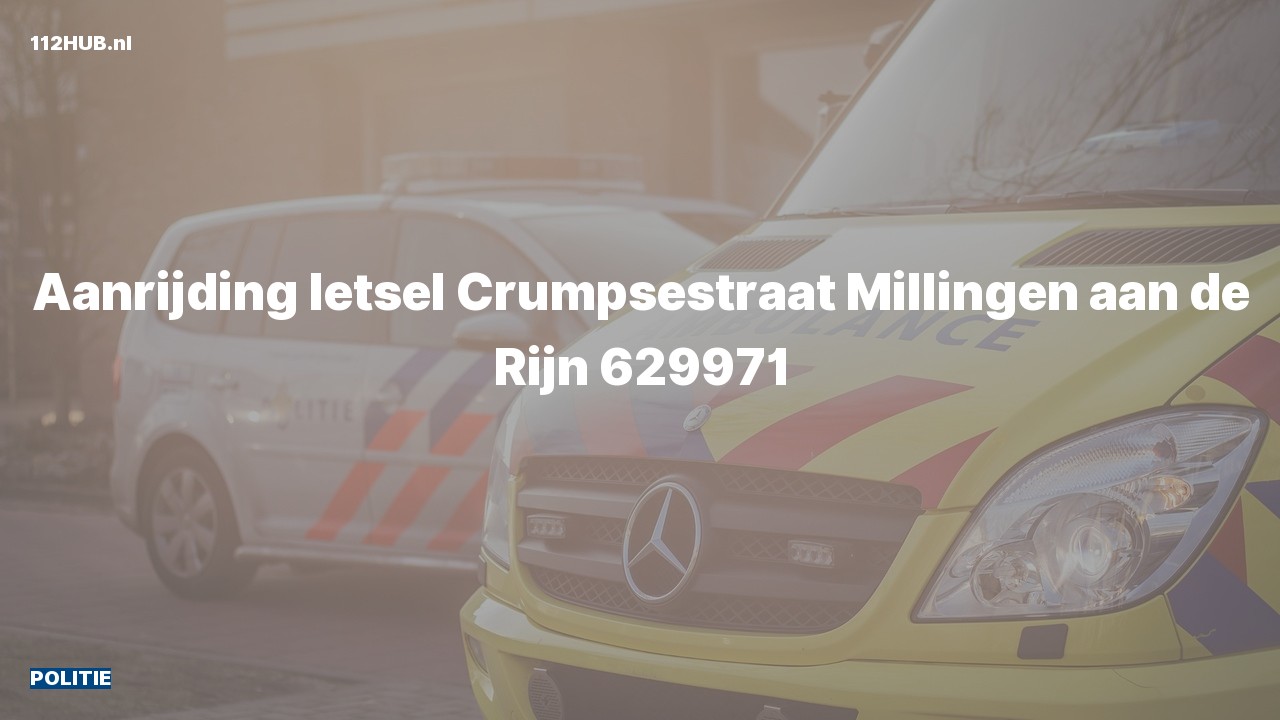 Deelafbeelding voor Politie voor aanrijding met letsel naar de Crumpsestraat in Millingen aan de Rijn.