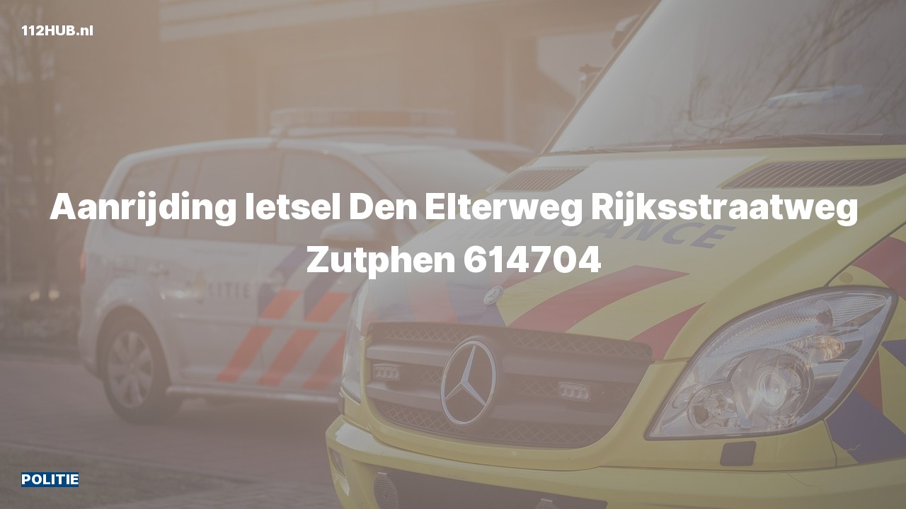 Deelafbeelding voor Politie voor aanrijding met letsel naar de Den Elterweg in Zutphen.