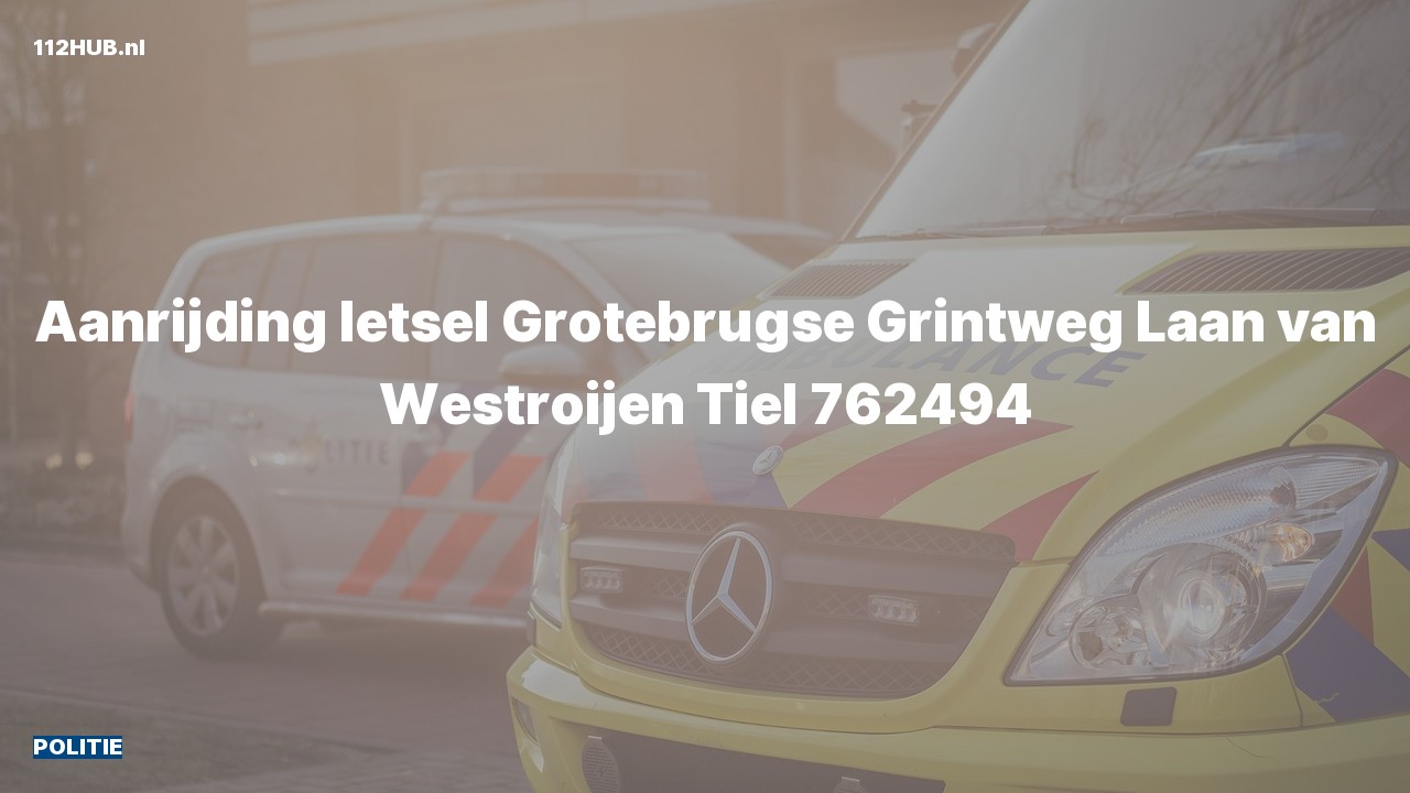 Deelafbeelding voor De politie is uitgerukt voor een aanrijding naar de Grotebrugse Grintweg in Tiel