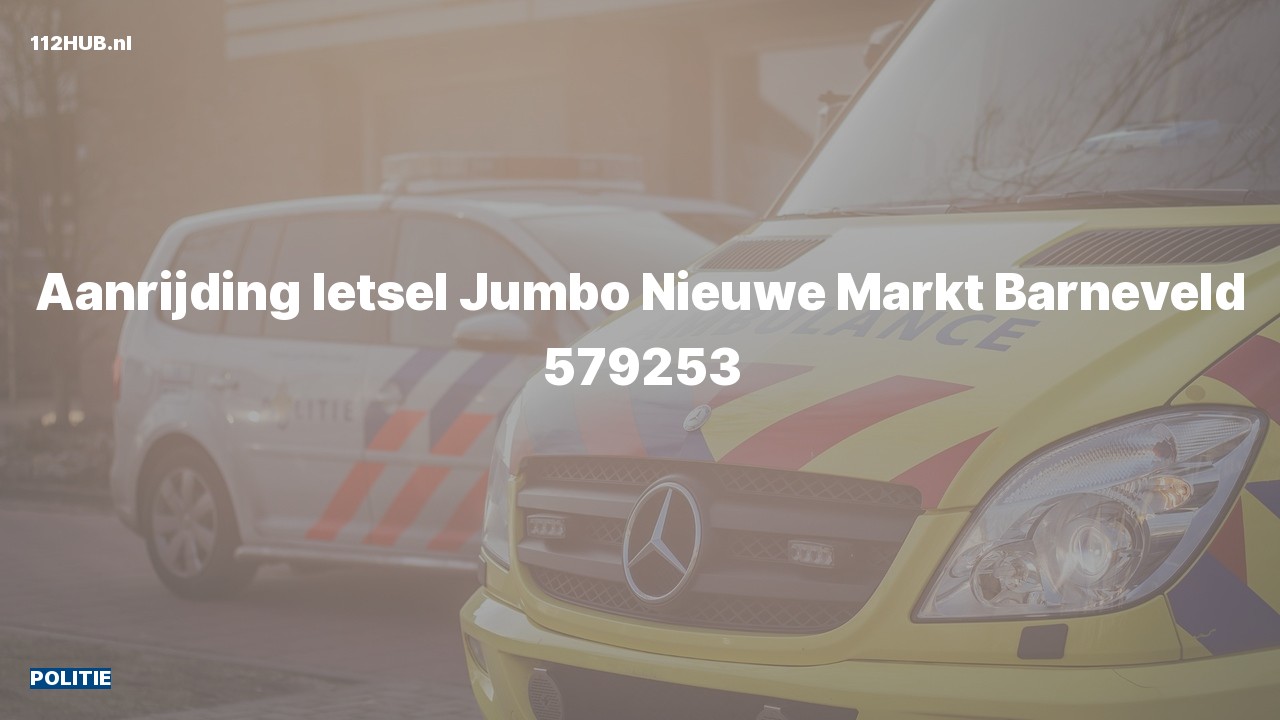 Deelafbeelding voor Politie voor aanrijding met letsel naar de Nieuwe Markt in Barneveld.