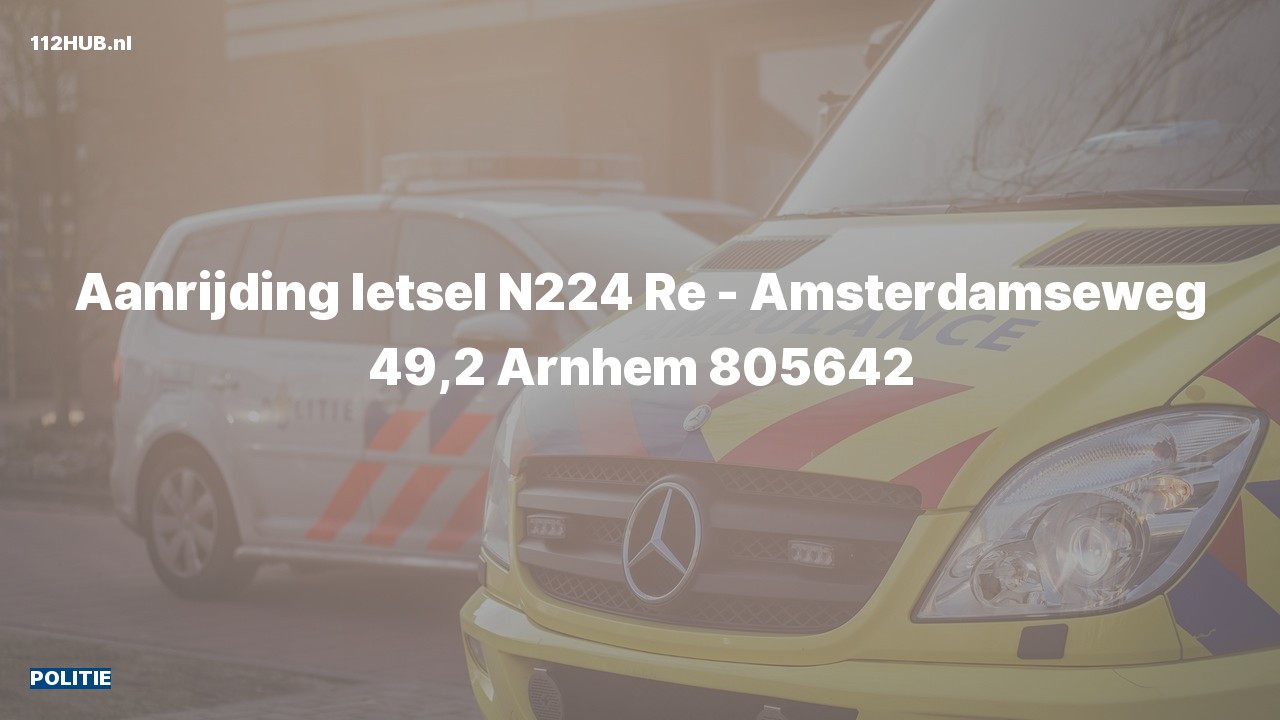 Deelafbeelding voor De politie is uitgerukt voor een aanrijding op de N224 bij hectometerpaaltje 49.2