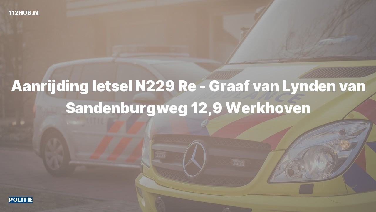 Deelafbeelding voor De politie is uitgerukt voor een aanrijding op de N229 bij hectometerpaaltje 12.9
