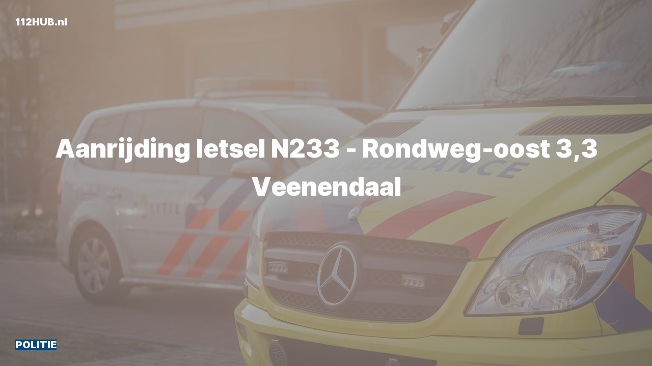 Deelafbeelding voor Politie voor aanrijding met letsel op de N233 bij hectometerpaaltje 3.3.