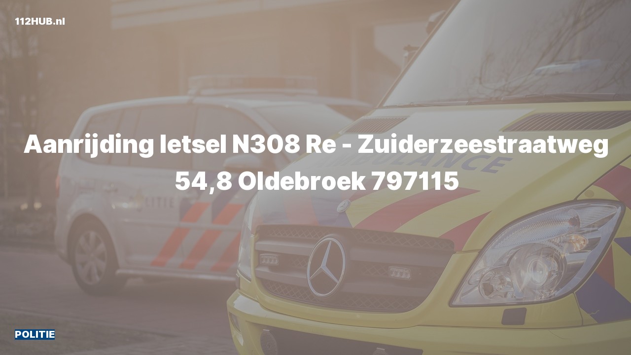 Deelafbeelding voor De politie is uitgerukt voor een aanrijding op de N308 bij hectometerpaaltje 54.8
