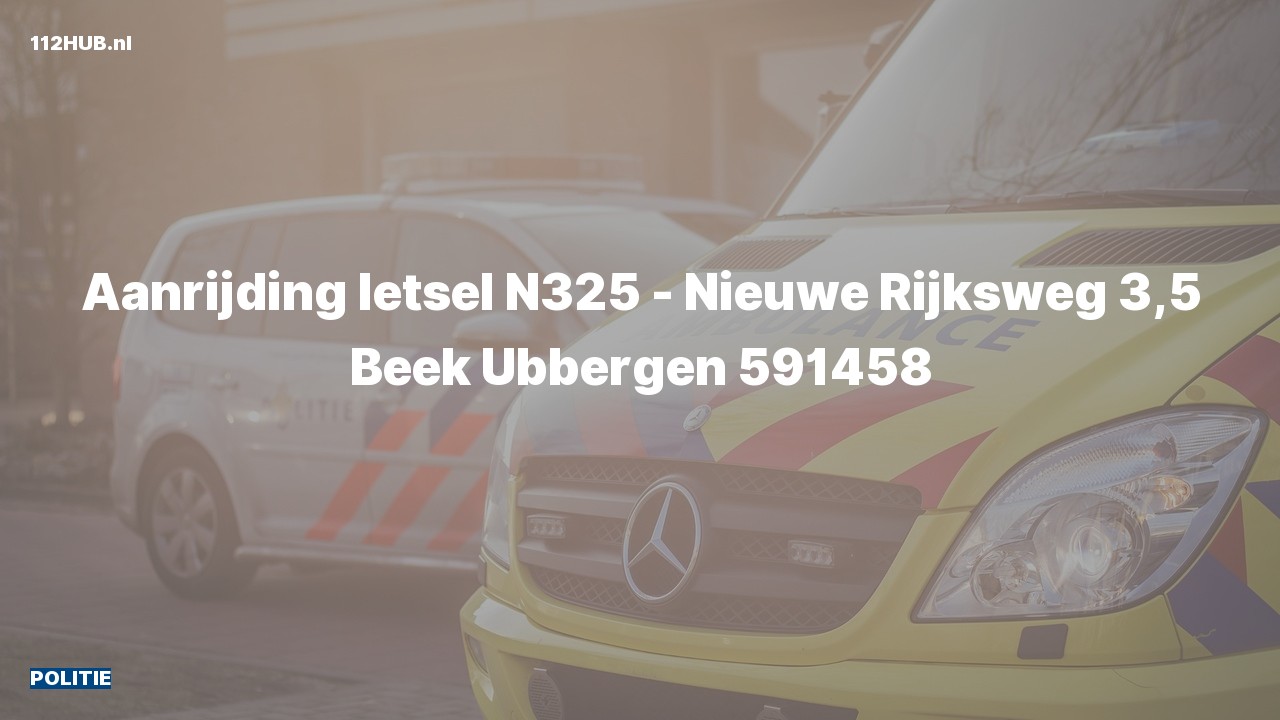 Deelafbeelding voor Politie voor aanrijding met letsel op de N325 bij hectometerpaaltje 3.5.