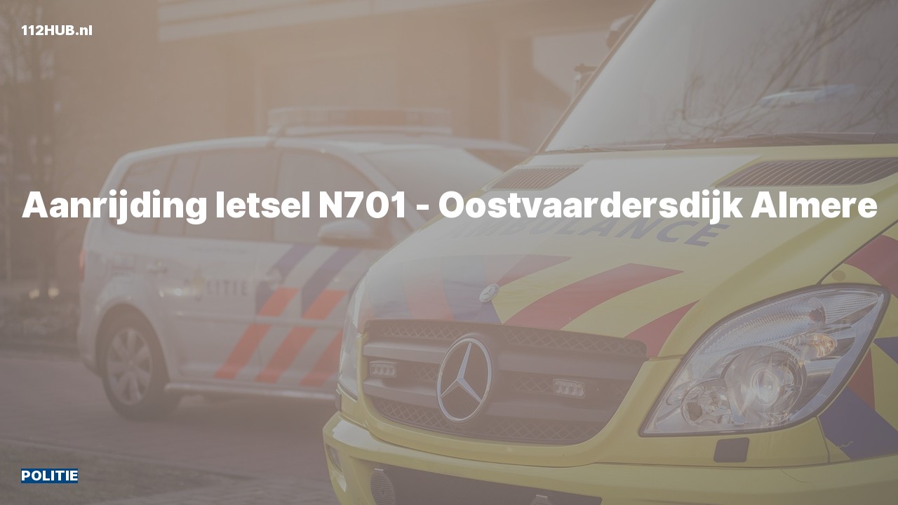 Deelafbeelding voor De politie is uitgerukt voor een aanrijding naar de Oostvaardersdijk in Almere