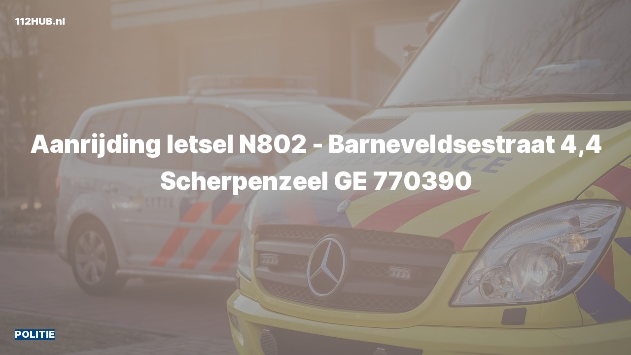 Deelafbeelding voor De politie is uitgerukt voor een aanrijding op de N802 bij hectometerpaaltje 4.4