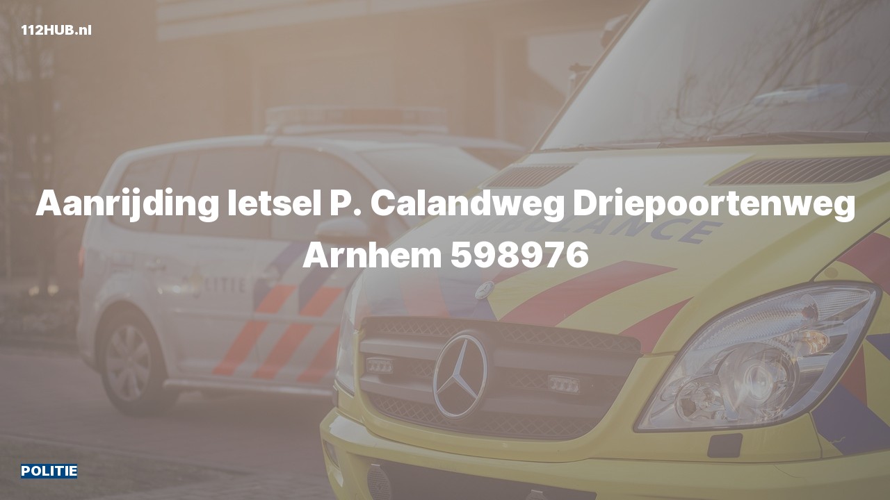 Deelafbeelding voor Politie voor aanrijding met letsel naar de Driepoortenweg in Arnhem.
