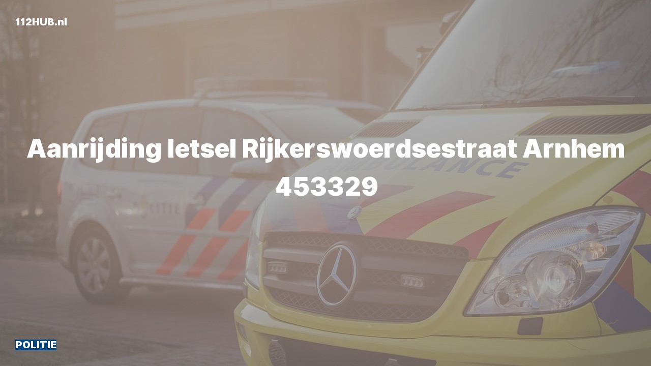 Deelafbeelding voor Politie voor aanrijding met letsel naar de Rijkerswoerdsestraat in Arnhem.