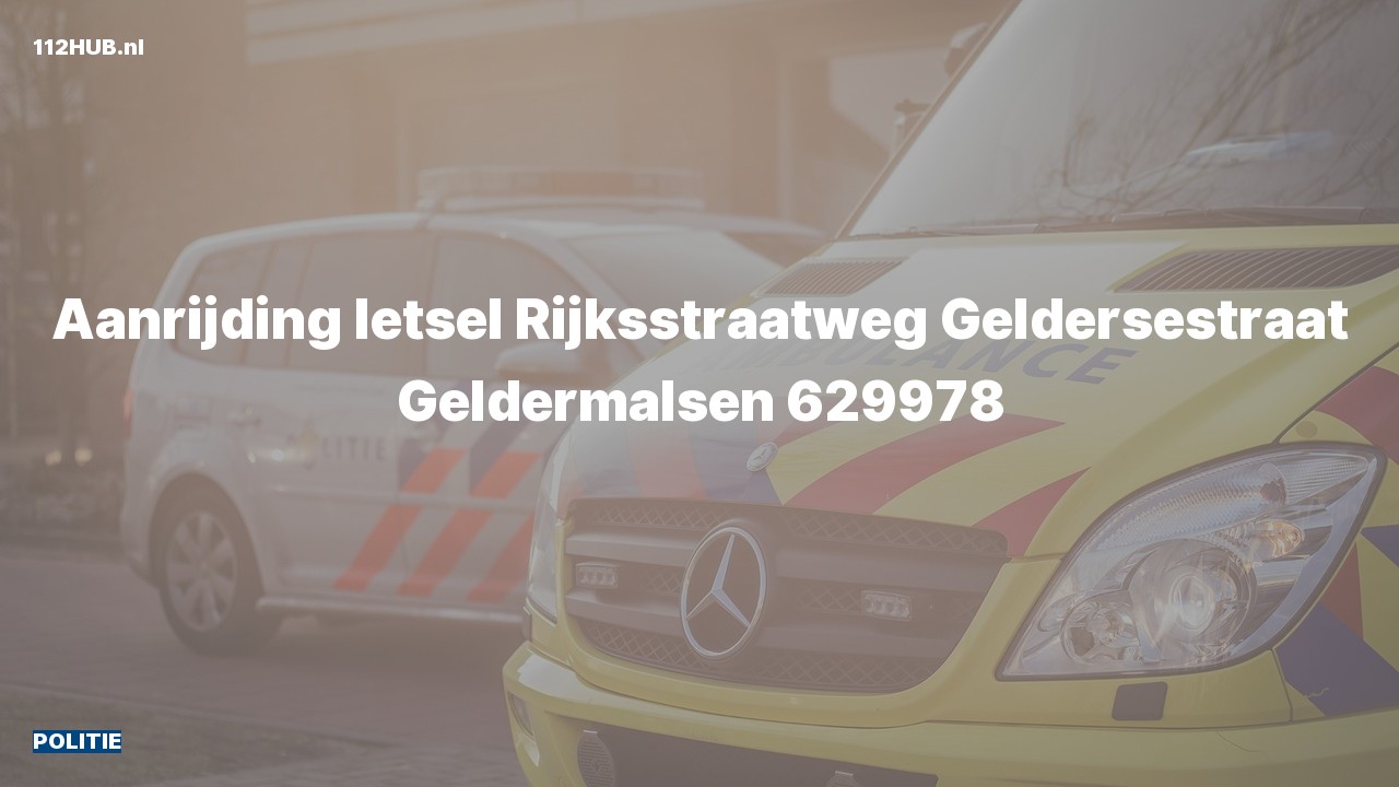 Deelafbeelding voor Politie voor aanrijding met letsel naar de Geldersestraat in Geldermalsen.