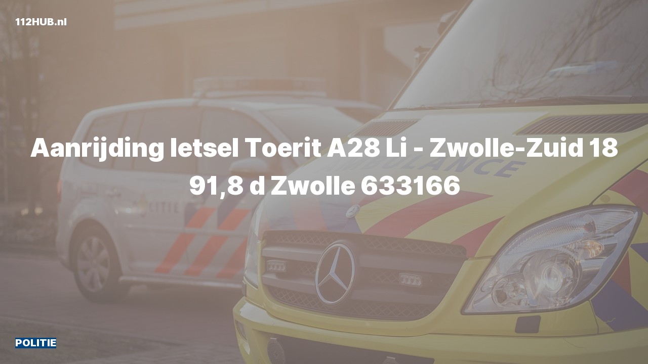 Deelafbeelding voor Politie voor aanrijding met letsel op de A28 bij hectometerpaaltje 91.8.