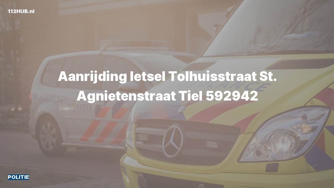 Deelafbeelding voor Politie voor aanrijding met letsel naar de St. Agnietenstraat in Tiel.