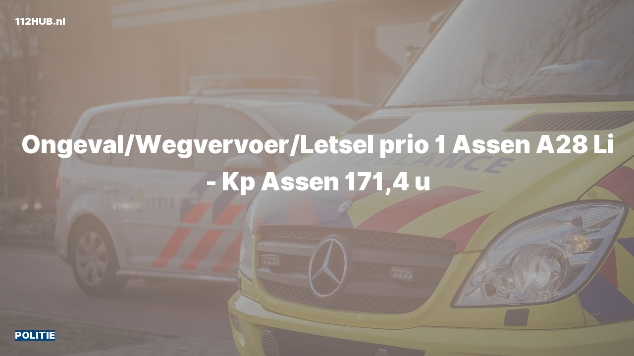 Deelafbeelding voor De politie is met spoed uitgerukt voor een ongeval met letsel op de A28 bij hectometerpaaltje 171.4
