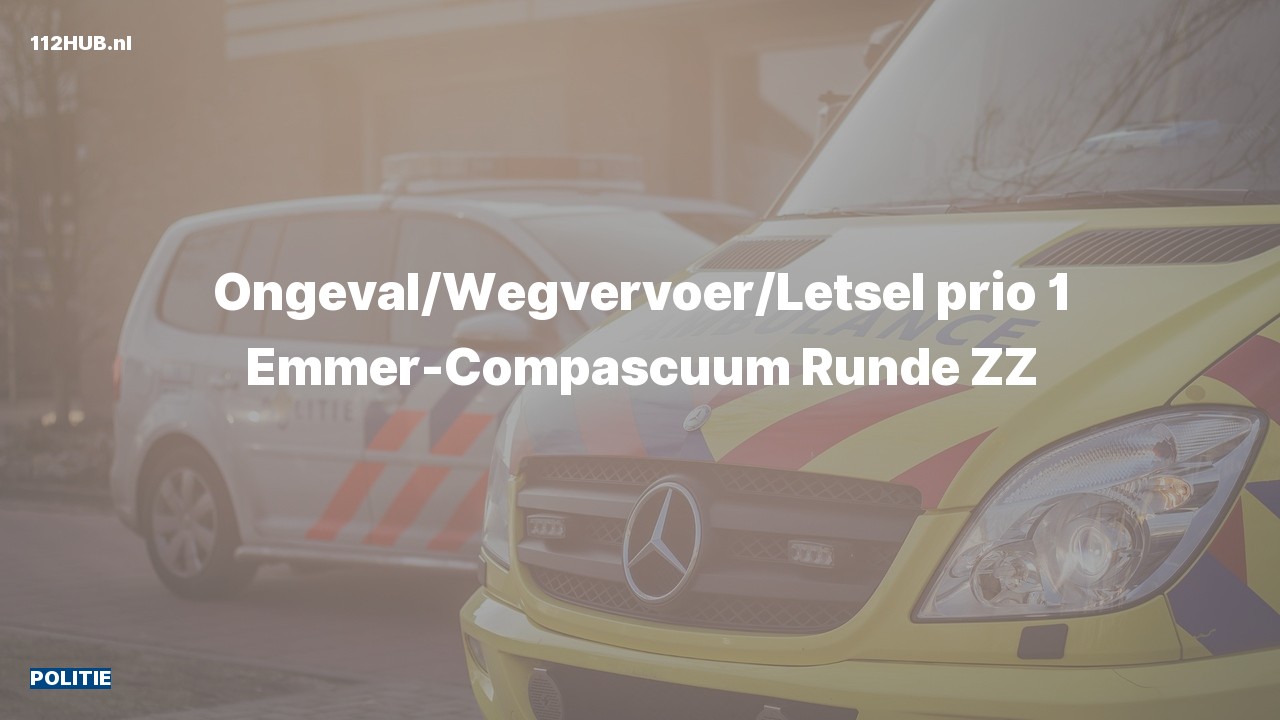 Deelafbeelding voor Politie met spoed voor ongeval met letsel naar de Runde ZZ in Emmer-Compascuum.