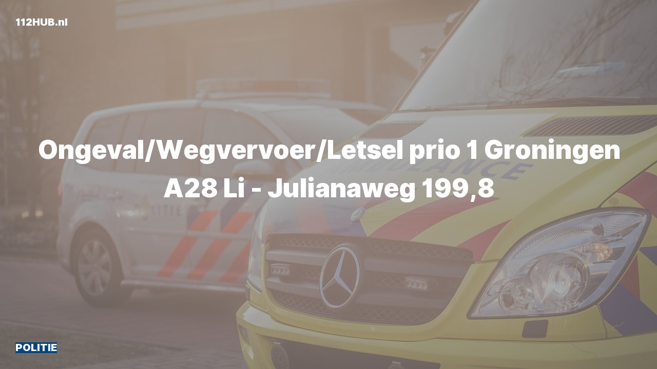Deelafbeelding voor De politie is met spoed uitgerukt voor een ongeval met letsel op de A28 bij hectometerpaaltje 199.8