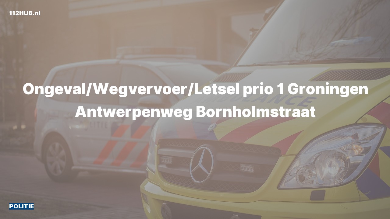 Deelafbeelding voor Politie met spoed voor ongeval met letsel naar de Bornholmstraat in Groningen.