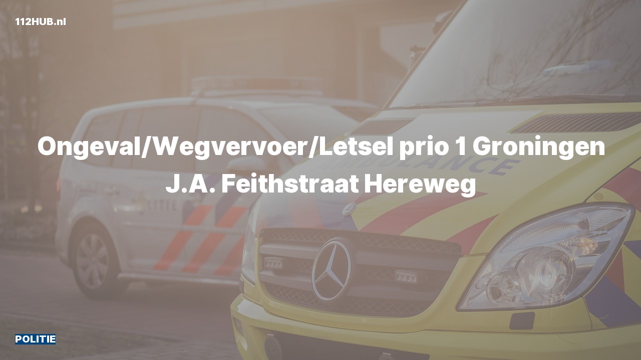 Deelafbeelding voor Politie met spoed voor ongeval met letsel naar de J.A. Feithstraat in Groningen.