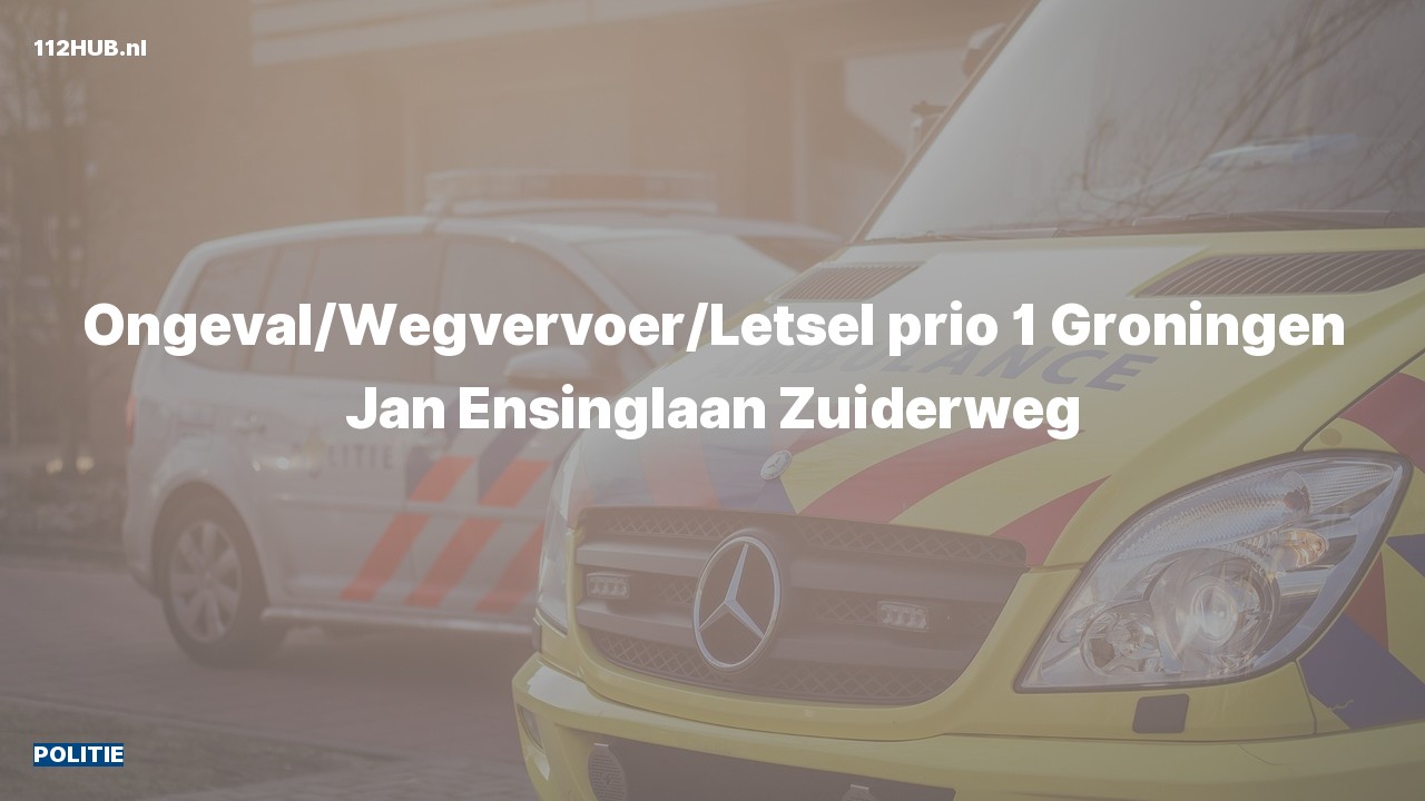Deelafbeelding voor Politie met spoed voor ongeval met letsel naar de Jan Ensinglaan in Groningen.