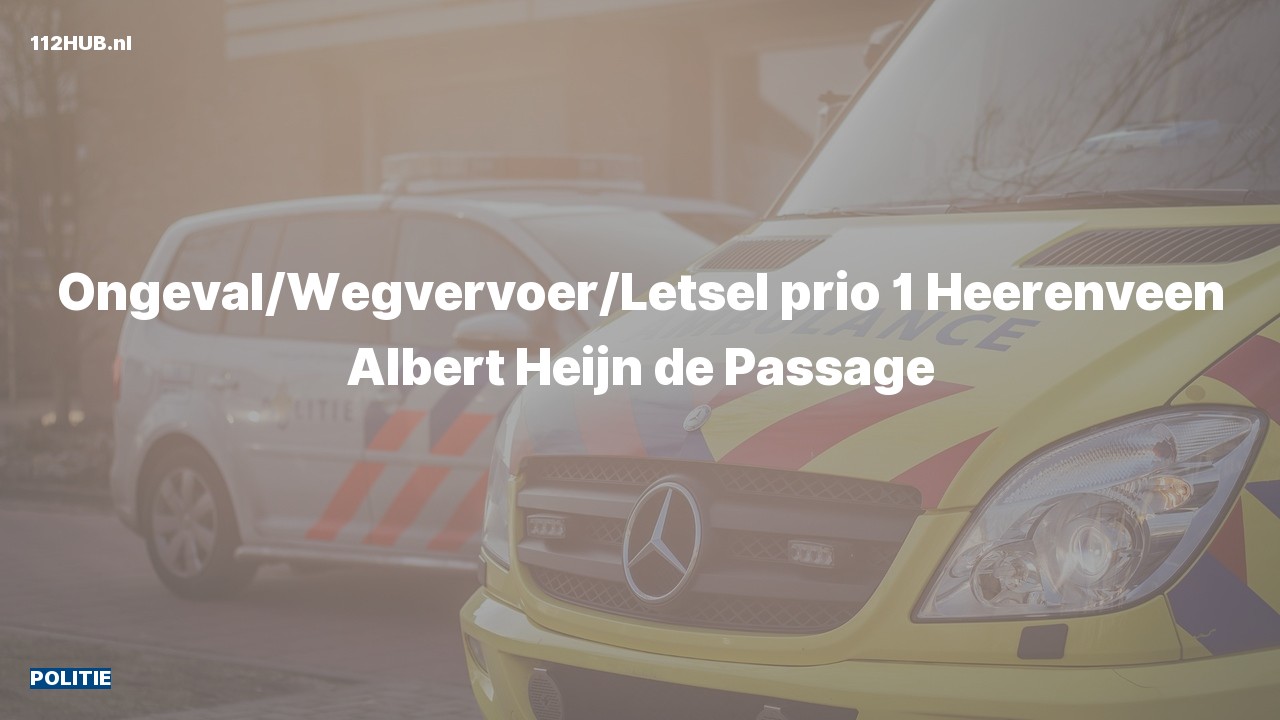 Deelafbeelding voor Politie met spoed voor ongeval met letsel naar de de Passage in Heerenveen.