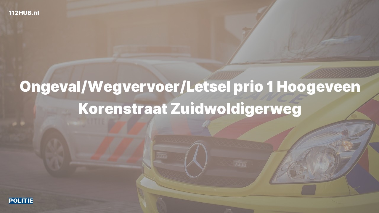 Deelafbeelding voor Politie met spoed voor ongeval met letsel naar de Zuidwoldigerweg in Hoogeveen.