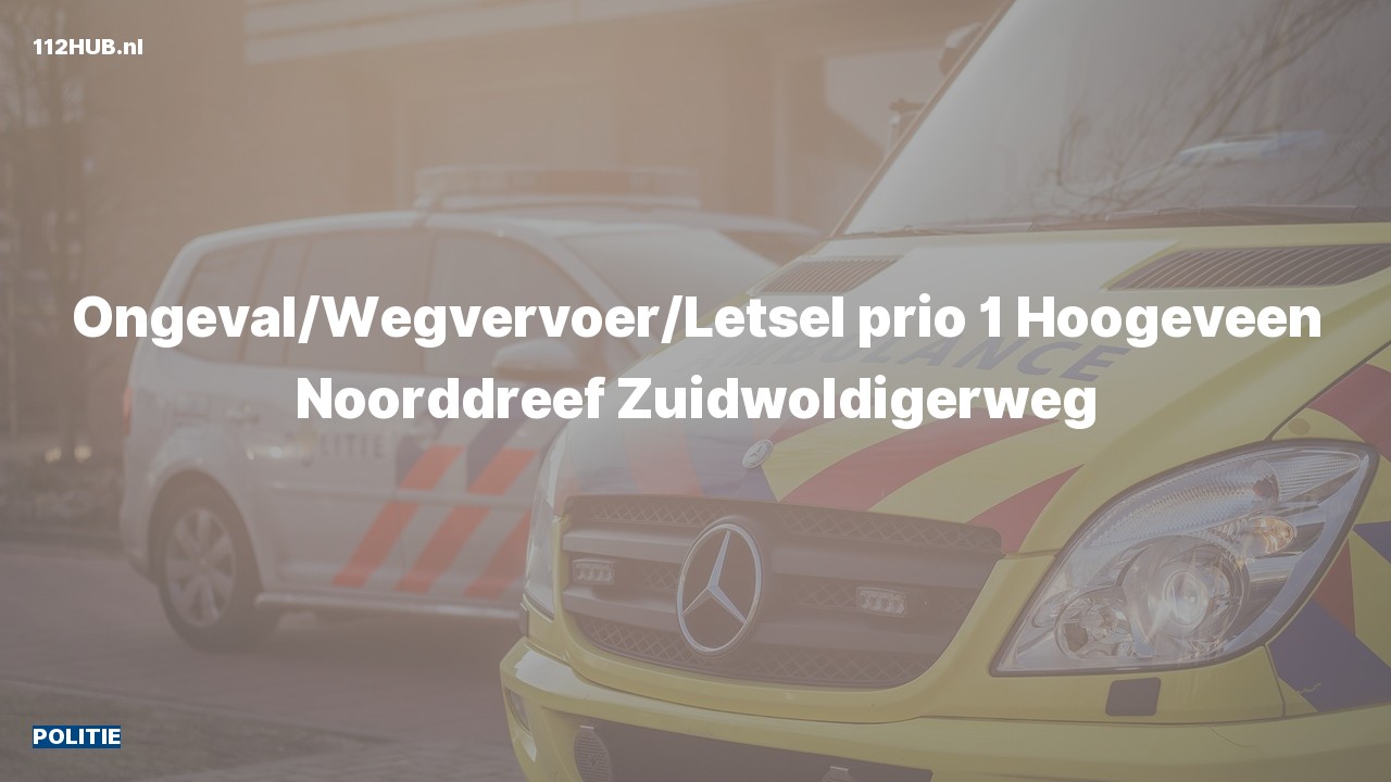 Deelafbeelding voor Politie met spoed voor ongeval met letsel naar de Zuidwoldigerweg in Hoogeveen.