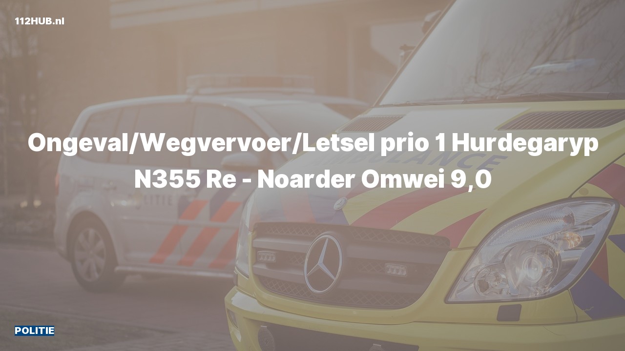 Deelafbeelding voor Politie met spoed voor ongeval met letsel op de N355 bij hectometerpaaltje 9.