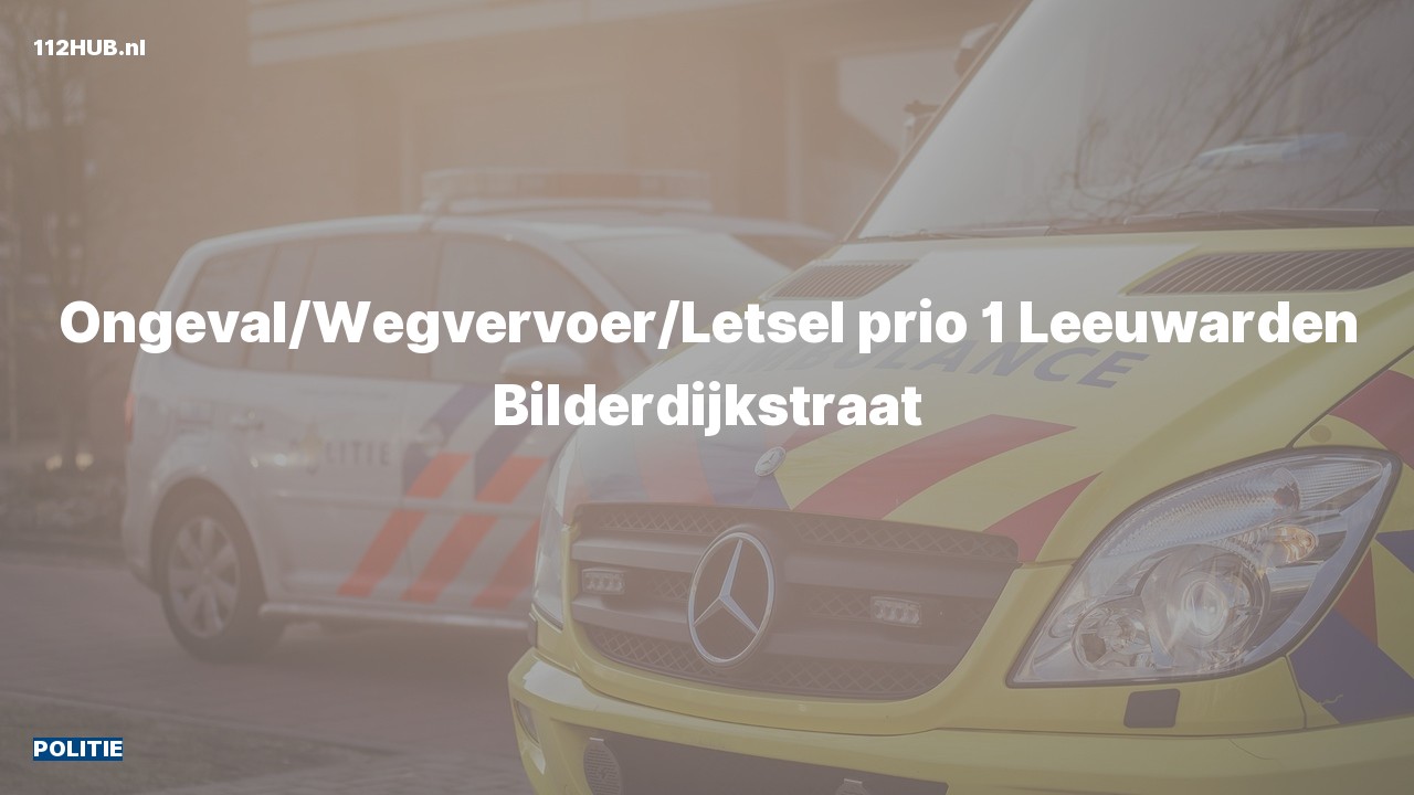 Deelafbeelding voor Politie met spoed voor ongeval met letsel naar de Bilderdijkstraat in Leeuwarden.
