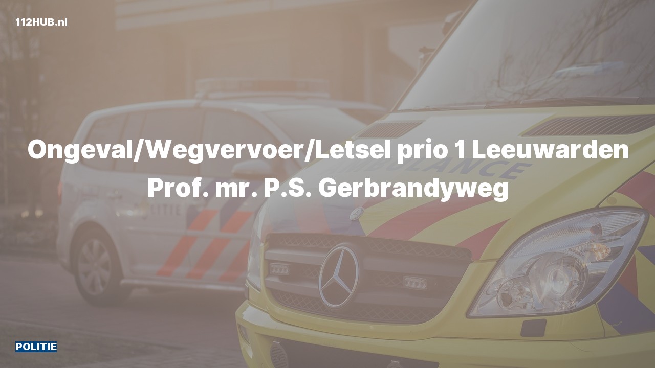 Deelafbeelding voor Politie met spoed voor ongeval met letsel naar de Prof. mr. P.S. Gerbrandyweg in Leeuwarden.