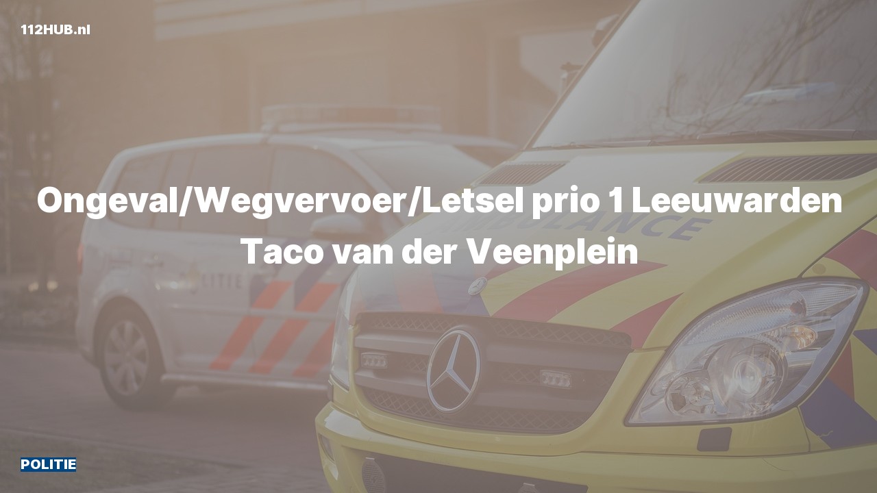 Deelafbeelding voor De politie is met spoed uitgerukt voor een ongeval met letsel naar de Taco van der Veenplein in Leeuwarden