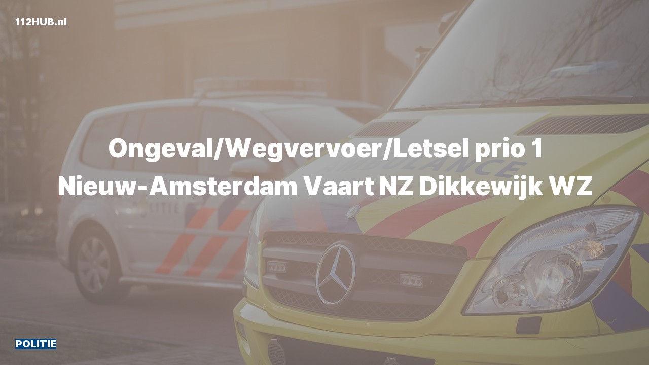 Deelafbeelding voor Politie met spoed voor ongeval met letsel naar de Dikkewijk WZ in Nieuw-Amsterdam.