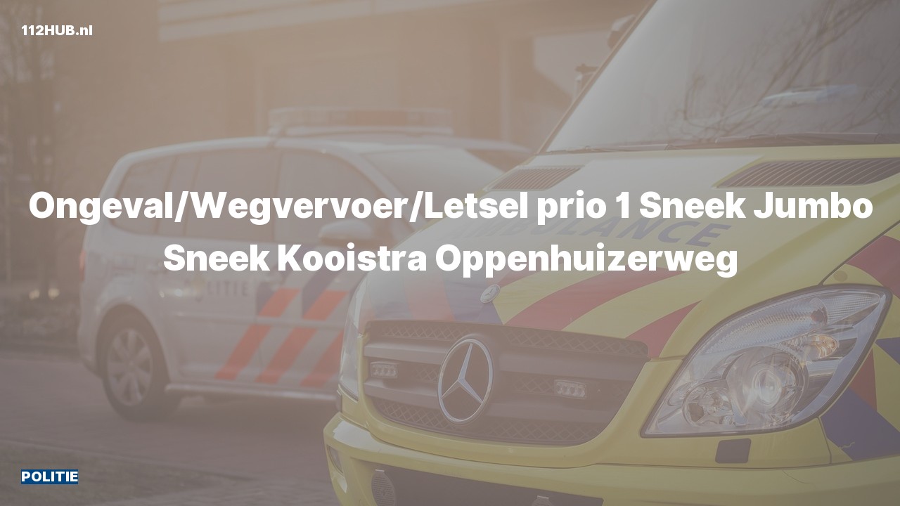 Deelafbeelding voor Politie met spoed voor ongeval met letsel naar de Oppenhuizerweg in Sneek.