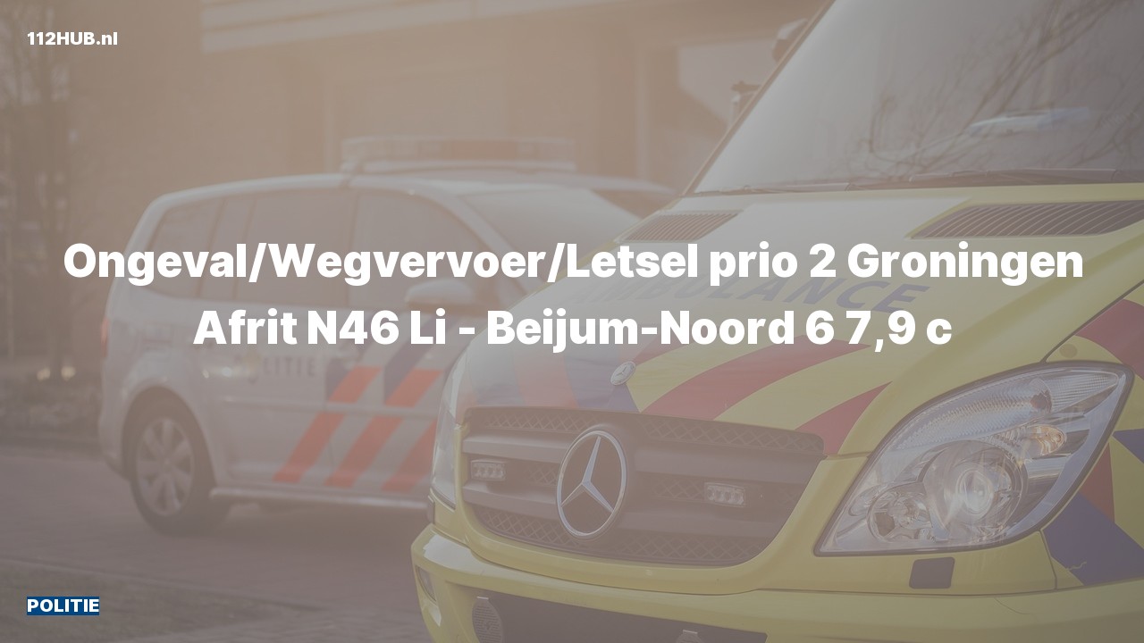 Deelafbeelding voor De politie is met gepaste spoed uitgerukt voor een ongeval met letsel op de N46 bij hectometerpaaltje 7.9