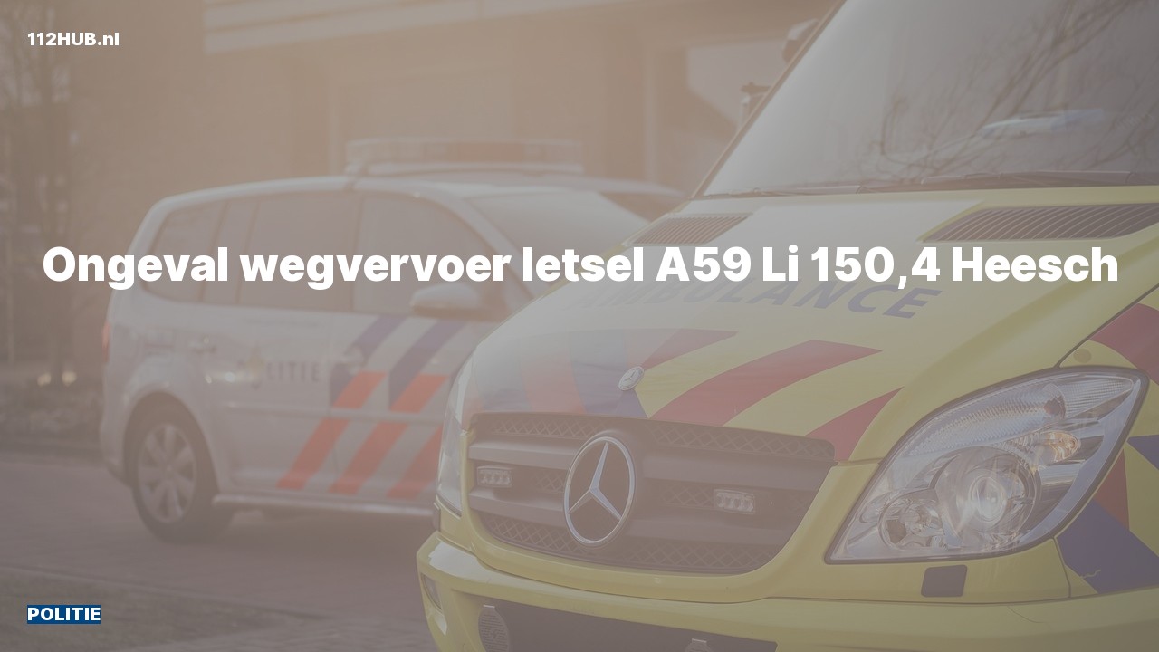 Deelafbeelding voor Politie voor verkeersongeval op de A59 bij hectometerpaaltje 150.4.