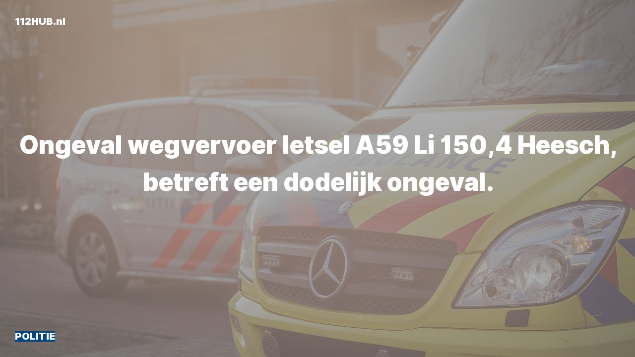 Deelafbeelding voor Politie voor verkeersongeval op de A59 bij hectometerpaaltje 150.4.