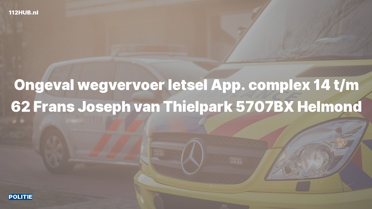 Deelafbeelding voor De politie is uitgerukt voor een verkeersongeval naar de Frans Joseph van Thielpark in Helmond