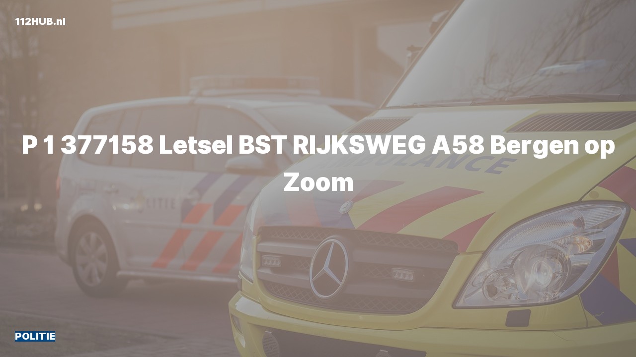 Deelafbeelding voor De politie is met spoed uitgerukt naar de Rijksweg A58 in Bergen op Zoom