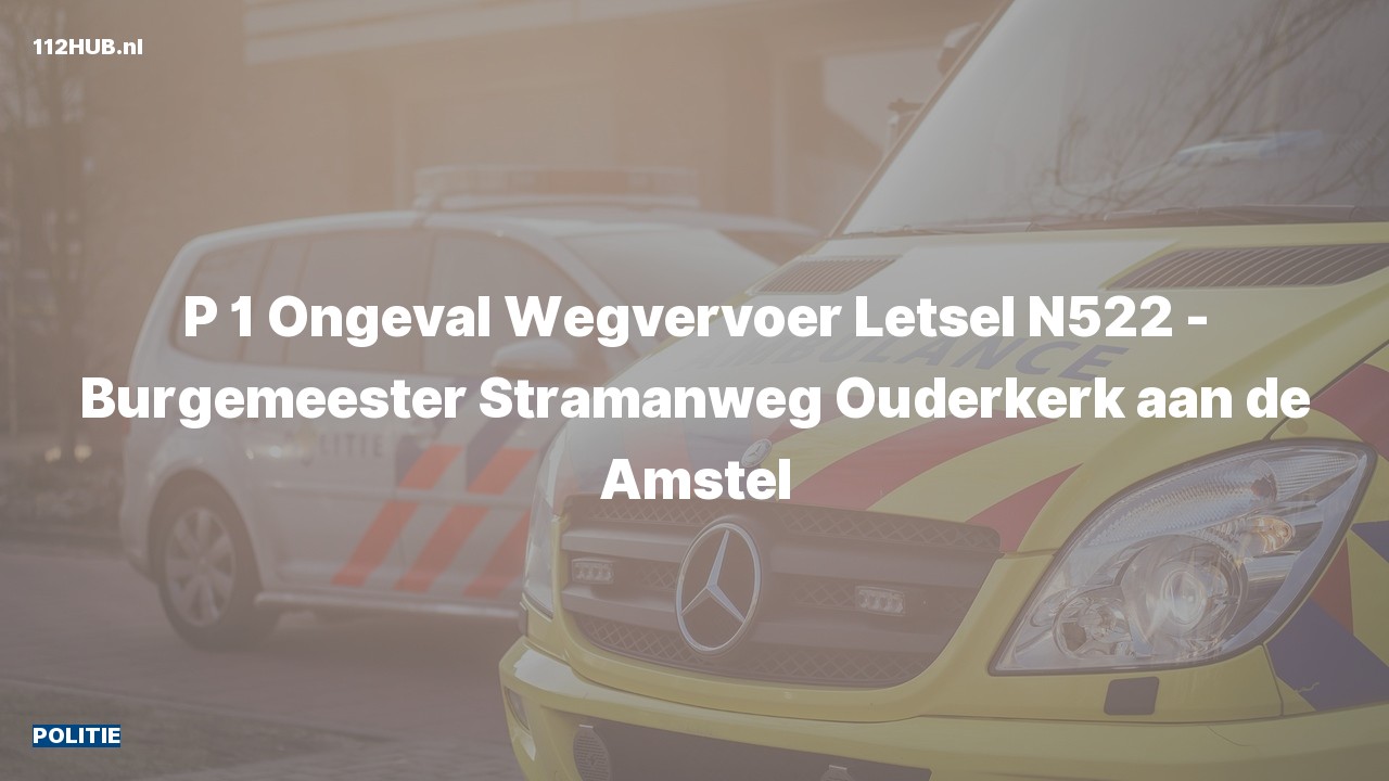 Deelafbeelding voor Politie met spoed voor verkeersongeval naar de Burgemeester Stramanweg in Ouderkerk aan de Amstel.