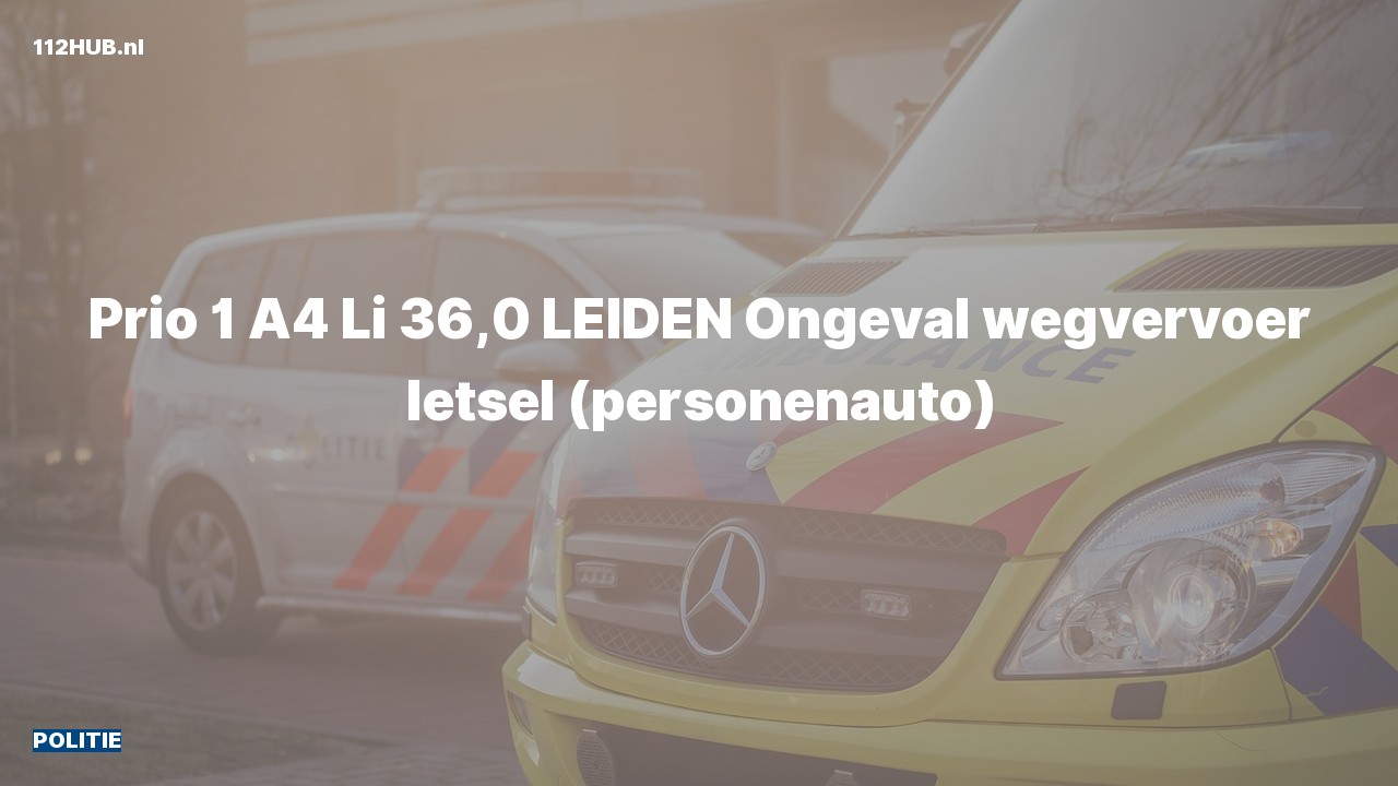 Deelafbeelding voor De politie is met spoed uitgerukt voor een verkeersongeval op de A4 bij hectometerpaaltje 36