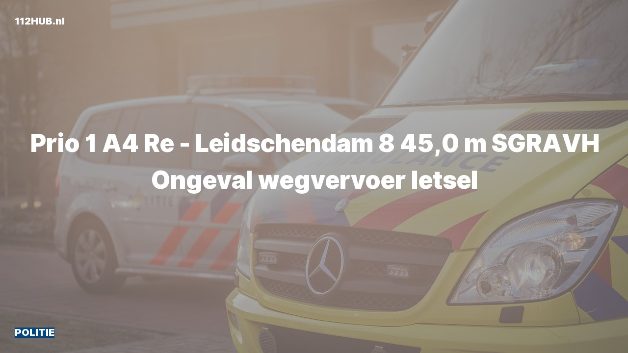 Deelafbeelding voor De politie is met spoed uitgerukt voor een verkeersongeval op de A4 bij hectometerpaaltje 45