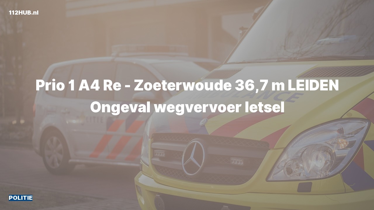 Deelafbeelding voor De politie is met spoed uitgerukt voor een verkeersongeval op de A4 bij hectometerpaaltje 36.7
