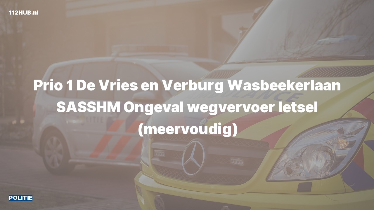 Deelafbeelding voor Politie met spoed voor verkeersongeval naar de Wasbeekerlaan in Sassenheim.