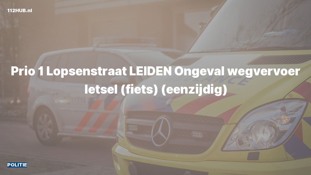 Deelafbeelding voor Politie met spoed voor verkeersongeval naar de Lopsenstraat in Leiden.