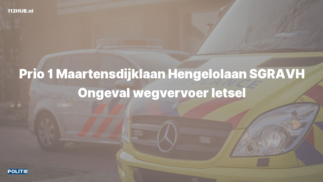 Deelafbeelding voor Politie met spoed voor verkeersongeval naar de Maartensdijklaan in 's-Gravenhage.