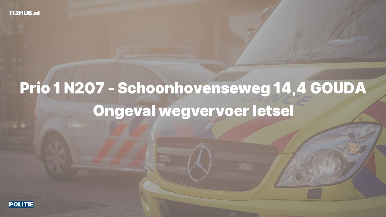 Deelafbeelding voor Politie met spoed voor verkeersongeval op de N207 bij hectometerpaaltje 14.4.