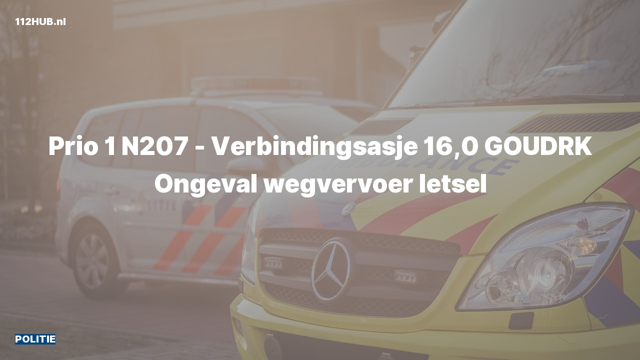Deelafbeelding voor De politie is met spoed uitgerukt voor een verkeersongeval op de N207 bij hectometerpaaltje 16