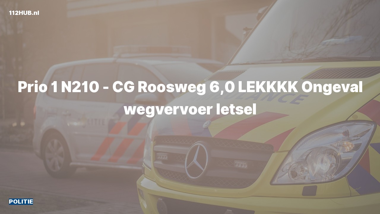 Deelafbeelding voor De politie is met spoed uitgerukt voor een verkeersongeval op de N210 bij hectometerpaaltje 6