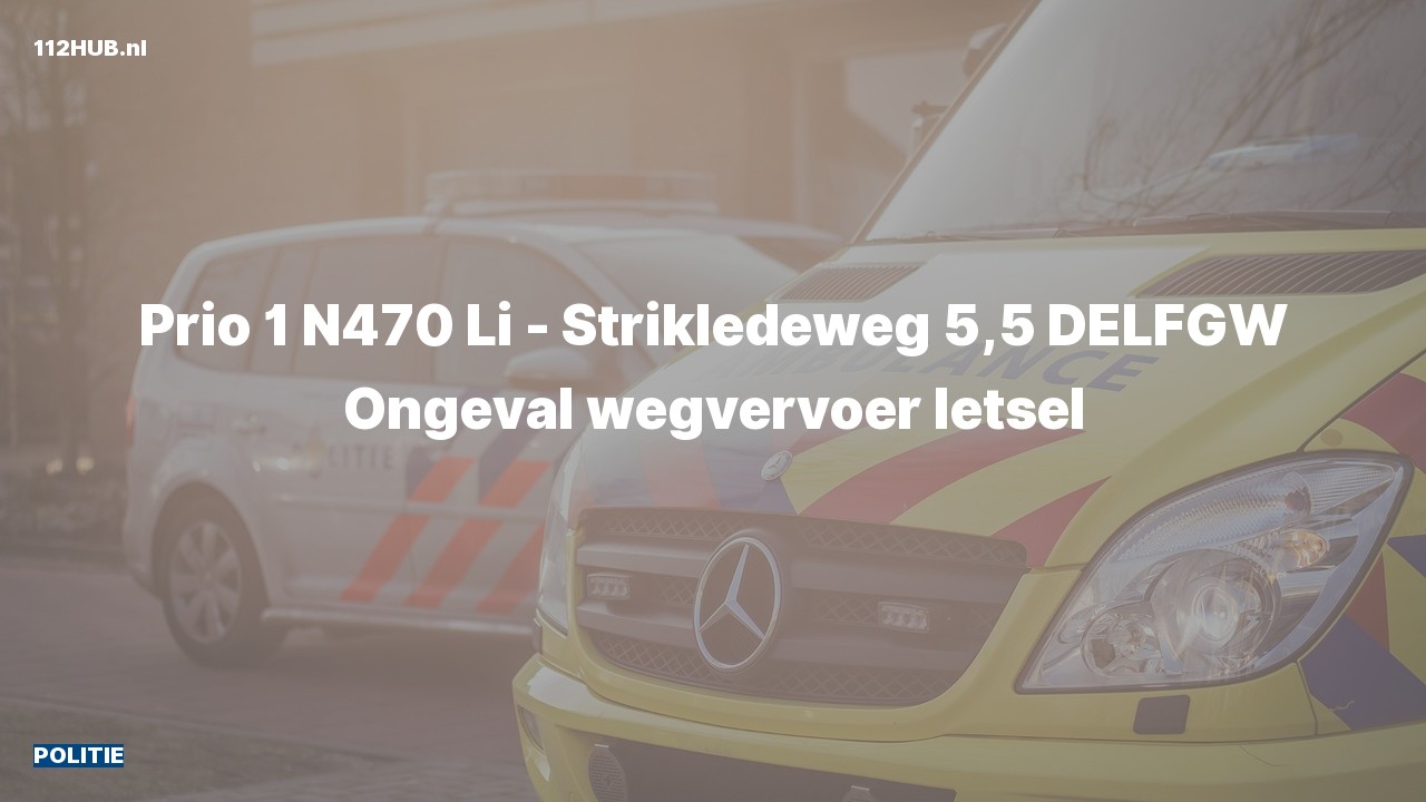 Deelafbeelding voor De politie is met spoed uitgerukt voor een verkeersongeval op de N470 bij hectometerpaaltje 5.5