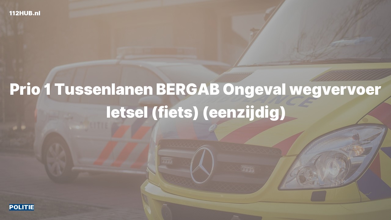 Deelafbeelding voor Politie met spoed voor verkeersongeval naar de Tussenlanen in Bergambacht.